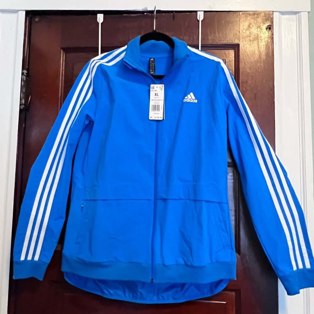 adidas Bright Blue Track Jacket with White Logo